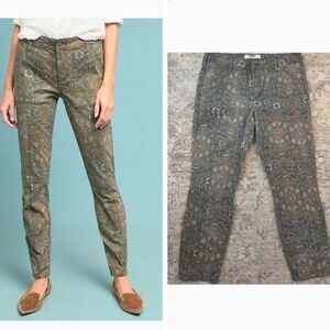 By Anthropologie Cadet Slim Utility Pants Sz 32 Olive Tan High Rise